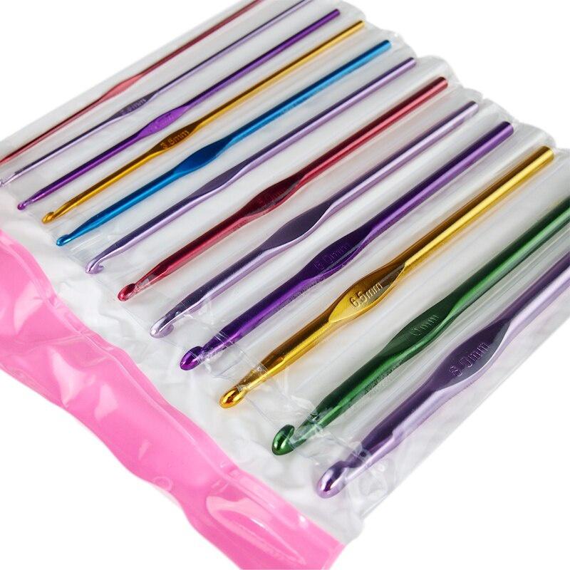 

12pcs Metal Handle 2-8mm Crochet Hook Set Colorful Stainless Steel Knitting Needles Yarn Sweater Weave Sewing Needles Craft Tool 12Pcs/set