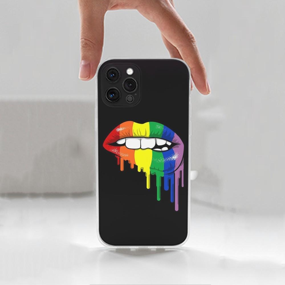 L-Lesbian LGBT Rainbow Pride Phone For iPhone 16,15,14,13,12,11 Plus,Pro,Max,XR,XS,X,7,8 Plus,SE,Mini,Transparent,Silicone Case