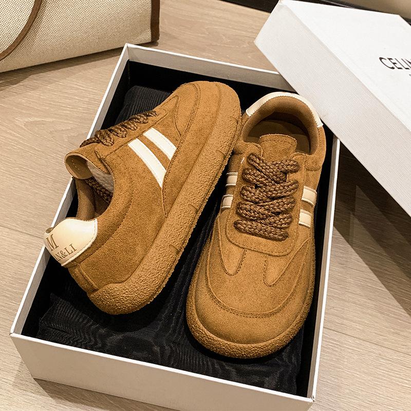 Retro Platform German Training Shoes Women's 2025 Autumn and Winter New Round Head Soft Sole Versatile Casual Board Shoes New