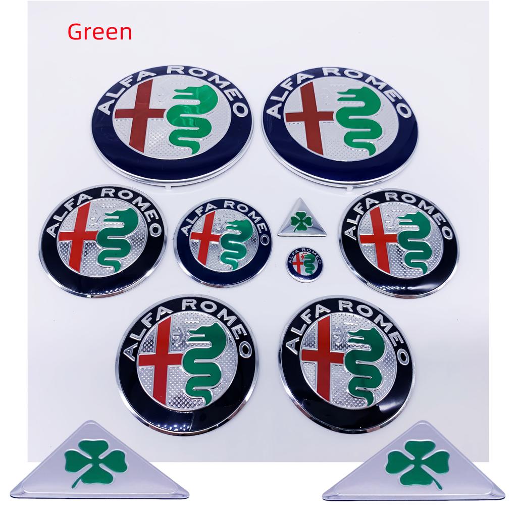 YDVU2 11pcs/sets 74mm 50mm 56mm 60mm For Alfa Romeo 147 159 Giulia Stelvio Mito Tonale Steering Wheel Stickers Car Hood Front Emblem