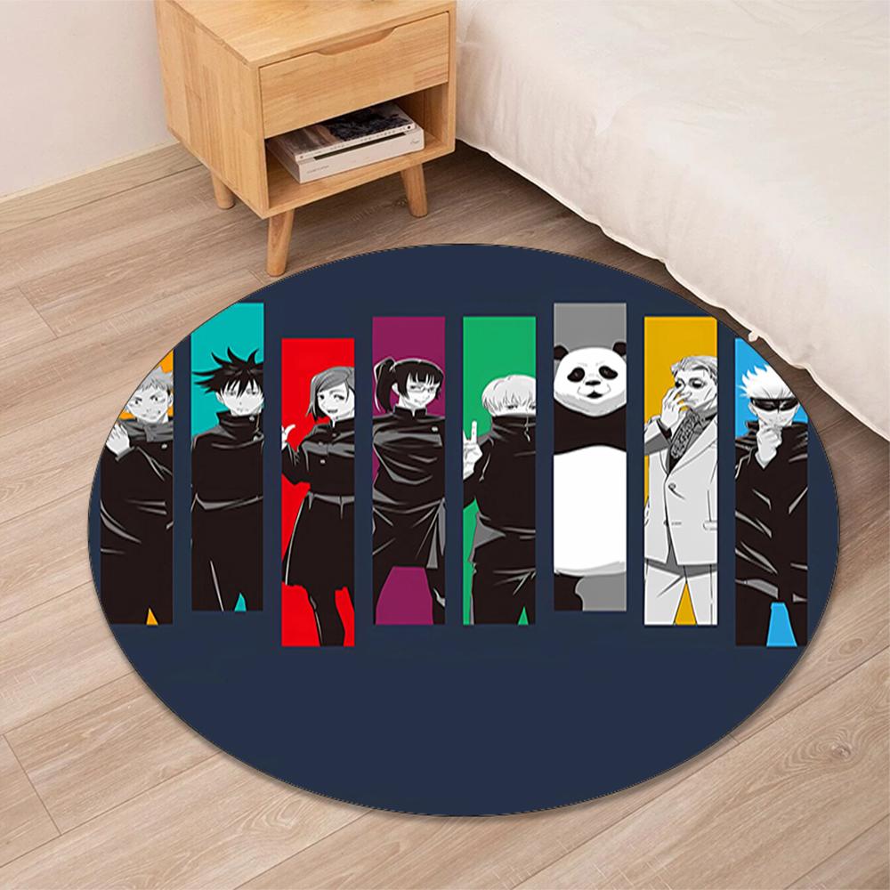 Jujutsu Kaisen Printed Round Rug Carpet Chair Rug Area Rug Entryway Doormats,for Office Chair Living Room Bedroom Kitchen Room.
