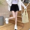 Autumn 2024 Women's Drawstring Casual High-Waist Loose Wide-Leg Shorts