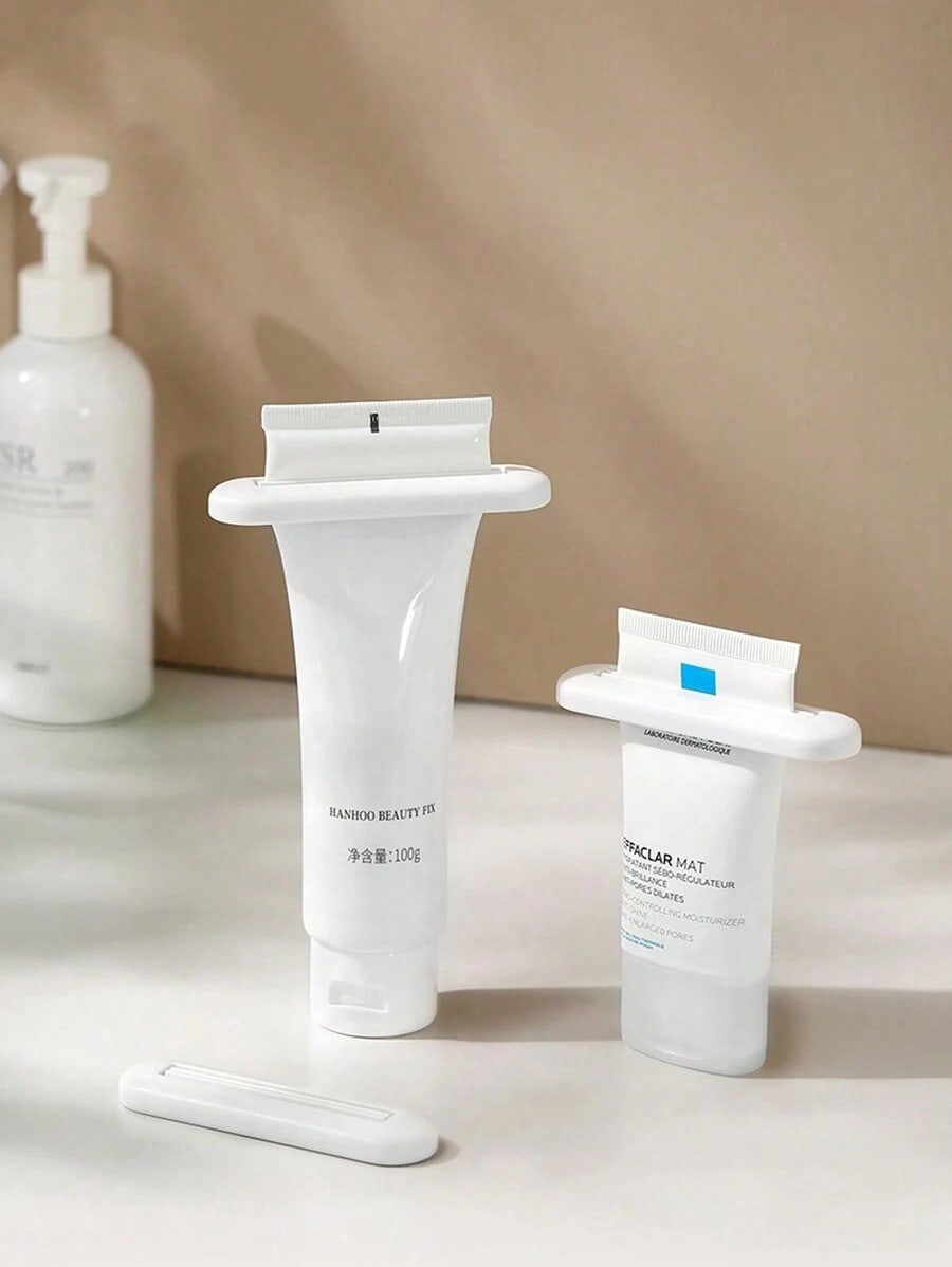 

2pcs Manual Hand Cream Dispenser, Facial Cleanser, Toothpaste Squeezer, Japanese Style New Slouchy Creative Toothpaste Holders for Bathroom білий