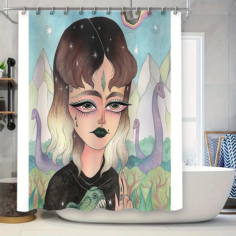 

Gothic Waterfall Shower Curtain Dark Academia Aesthetic Tapestry Home Decor Vintage Grunge Room Divider Wall Hanging Artistic W60H190(CM)-1 Pcs