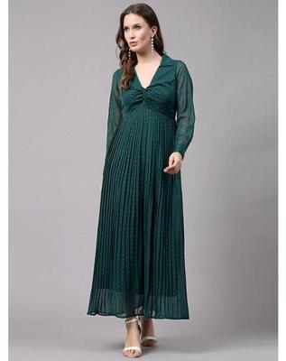 Damen Fit and Flare Dunkelgrünes Kleid