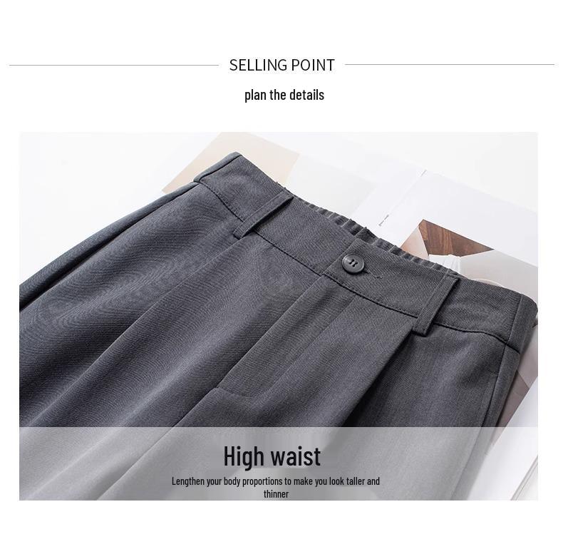 Gray High-Waisted Wrinkle-Free Wide-Leg Slimming Women's Pants - Pear Shaped, Spring/Autumn 2025 Collection