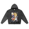 DTG Print Knitted Denim Zip-Up Hoodie Copy of Dragon Ball Brother Print Zipper Hoodies  