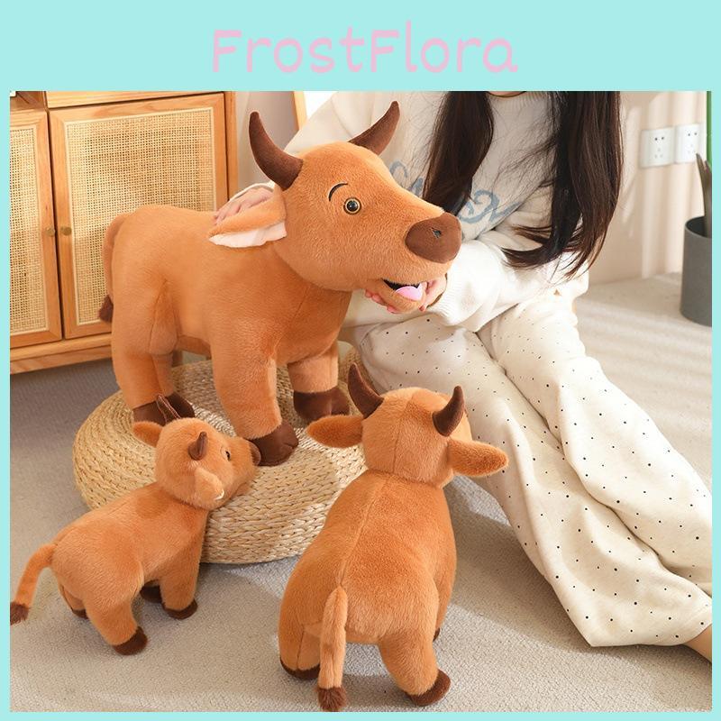 Brown Plush Cow Toy Animal Stuffed Dolls Bedroom Decoration Kids Cute Gifts