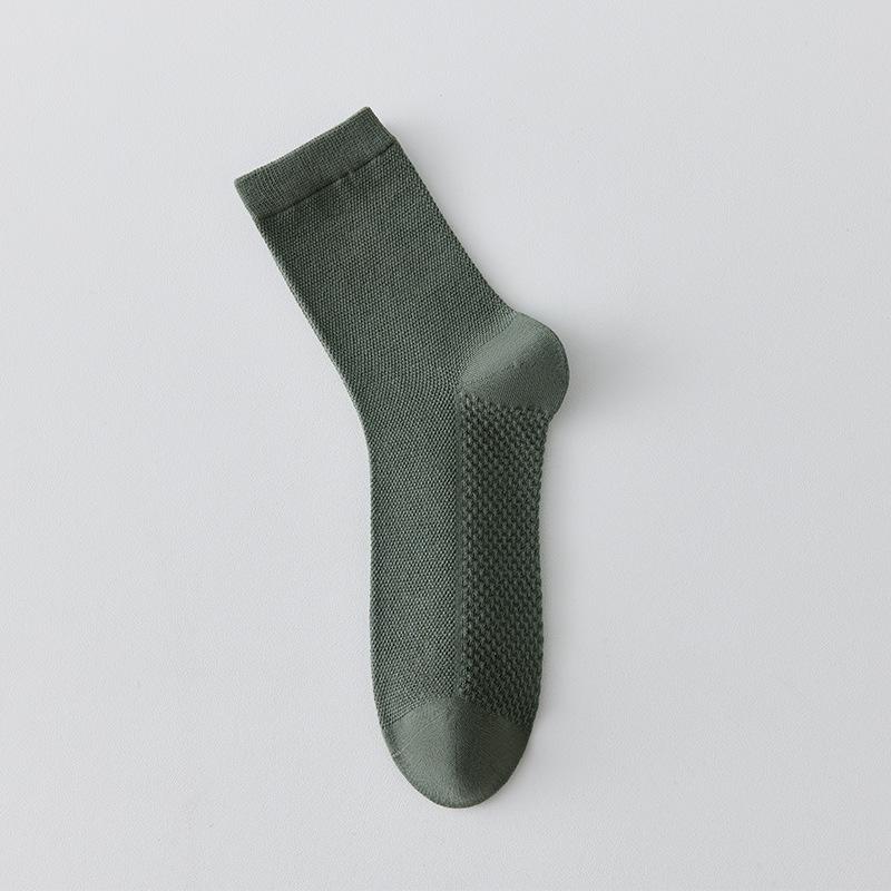 

Мужские летние тонкие однотонные влагопоглощающие и устойчивые к запаху носки до середины икры, дышащие сетчатые носки из чистого хлопка, длинные носки до икры для бизнеса 1 pair сосна зеленый