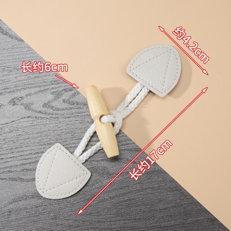 1 Pair Horn Buttons Duffle Coat Jacket Fasteners Toggle with Leather Patch Buckle Buttons for Overcoat Decor Sewing Accessories