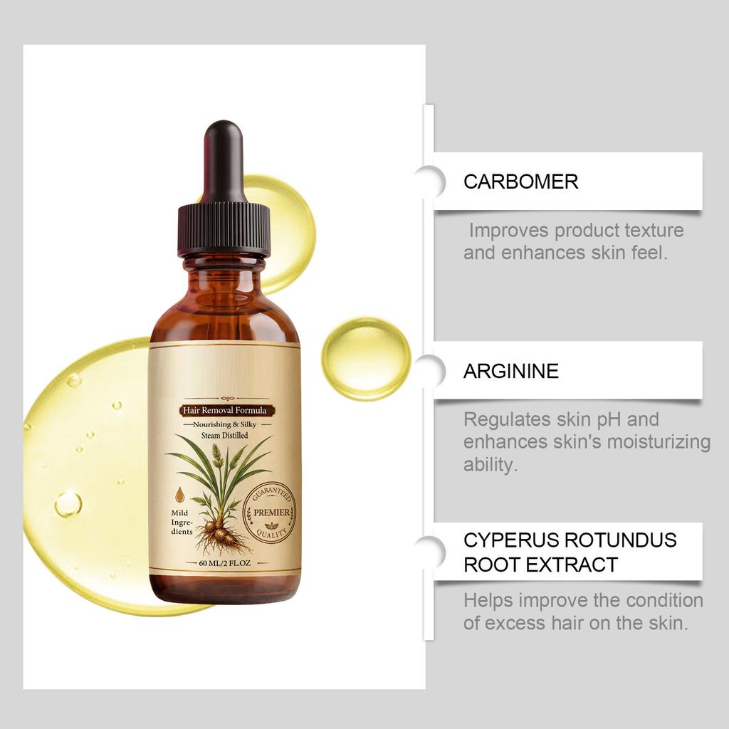 Hair Removal Oil with Cyperus Rotundus Extract for Smooth Skin