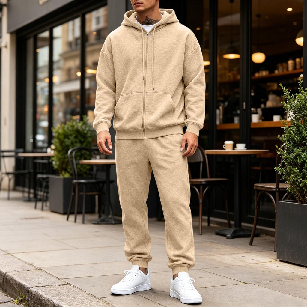 Men's 2-Piece Hoodie Sweatshirt Set Color Casual Sportswear for Everyday Wear