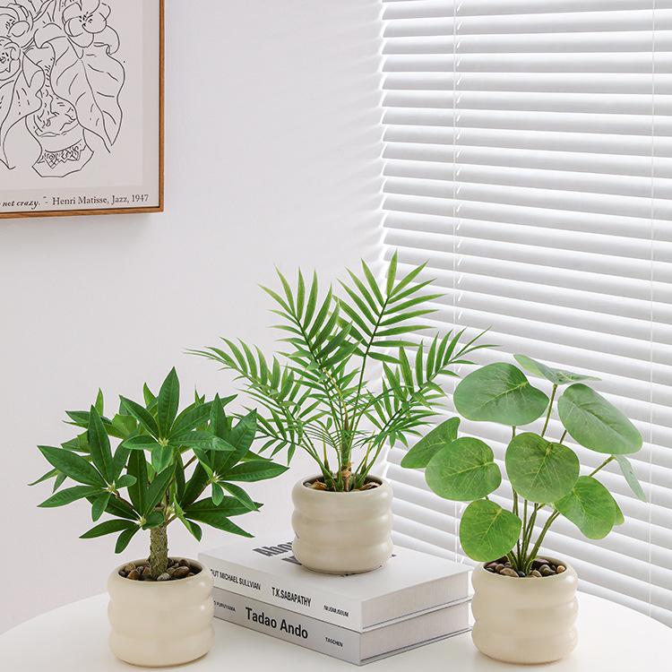 Nordic Bionic Green Faux Bonsai Plants - Indoor Tabletop Decor for Office & Living Room