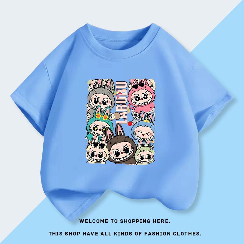 Labubu 3d Print Short-sleeved Children's T-shirt Fashionable Summer Clothes for Babies Half-sleeved Top for Big Kids