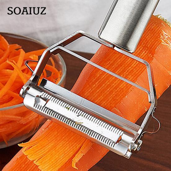 Vegetable Peeler Dual Blade Stainless Steel Cutter Slicer with Cleaning Brush Carrot Cucumber Fruit Multifunctional Peeler Kitchen Gadget
