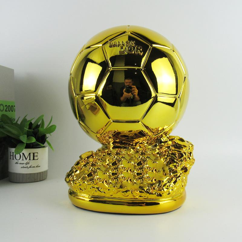 Ballon d'Or Trophy Ornament: Resin Football Craft, 2022 World Cup Souvenir, In Stock