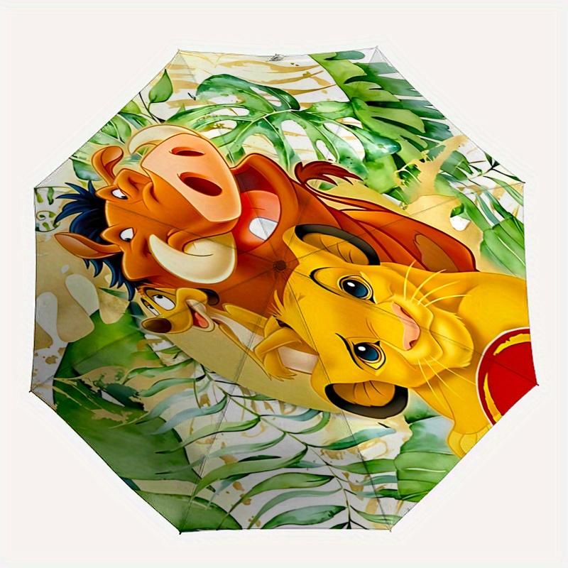 1 Auto Open Lion King, Jungle Adventure Themed Colorful 8-rib Portable Umbrella for Men and Women, A Compact Commuting Companion Suitable fo