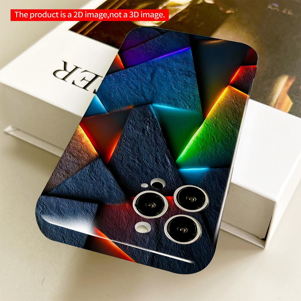 2DFlat Neon Glow Geometric Abstract Phone Case All inclusive film hard phone case, compatible with iPhone 18 Pro Max 17 16 15 14 13 12 11