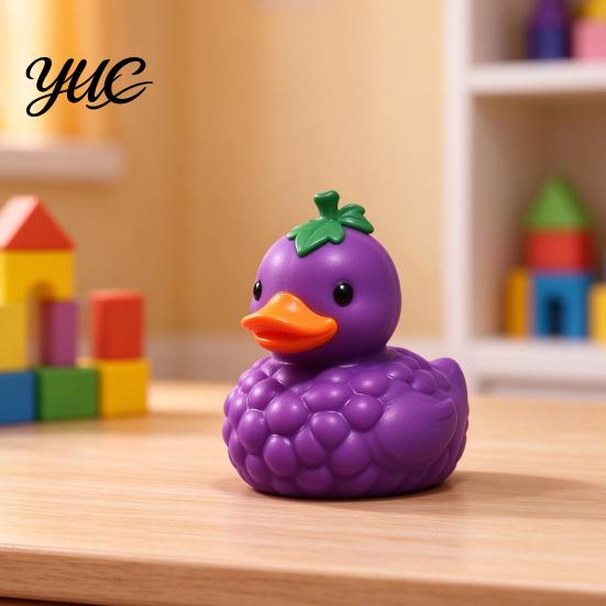 Desktop Stress Toys for Coworkers Grape Duck Squishy Toy, Slow Rebound Relief Squeeze Cute Fruit Desk Decorations Office Fidget Large Size Soft