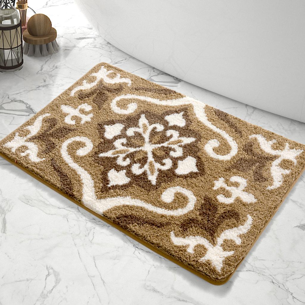 Simple Geometric Bath Mats Strong Water-absorbent Anti-slip Carpet Flocked Home Bathroom Quick-drying Foot Mat