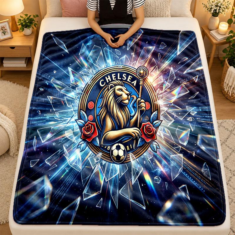 Flannel BlanketChelsea FC Warm Soft Throw Blanket for Indoor Sofa Bed Living Room Use