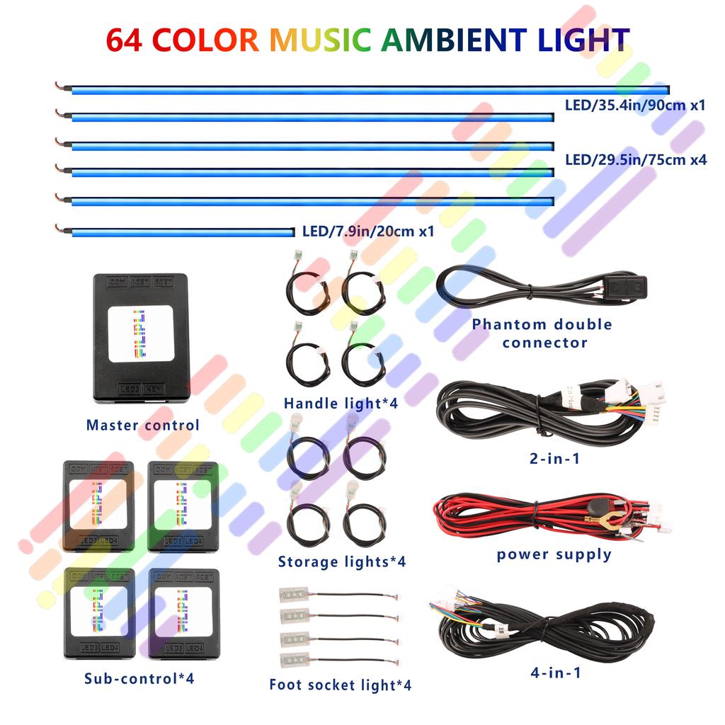 Universal Symphony Rainbow LED Car Environment Light RGB Neon Full Color Streamer Acrylic Strip Interior Atmosphere Light APP