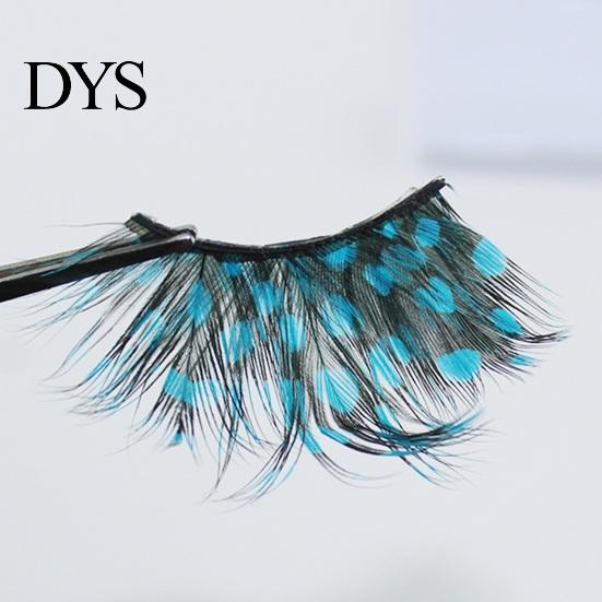 Natural & Dense Fake Lashes 1 Pair 3D Colorful Blue Color Artificial Feather Eyelash Extensions Eyelashes Extension Party Makeup for Halloween Cosplay