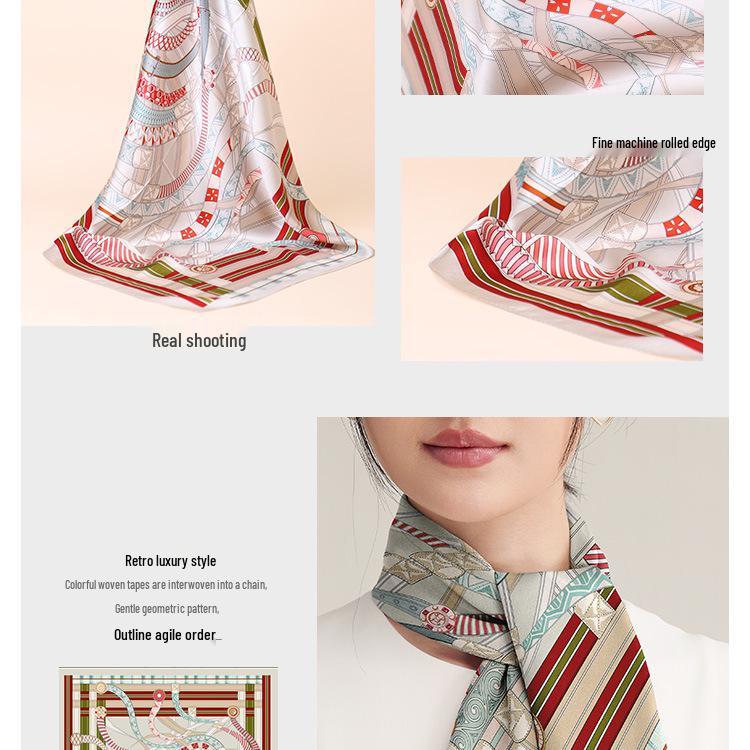 65cm Mulberry Silk Women's Professional Scarf - Digital Print, High-Grade Square Gift Scarf