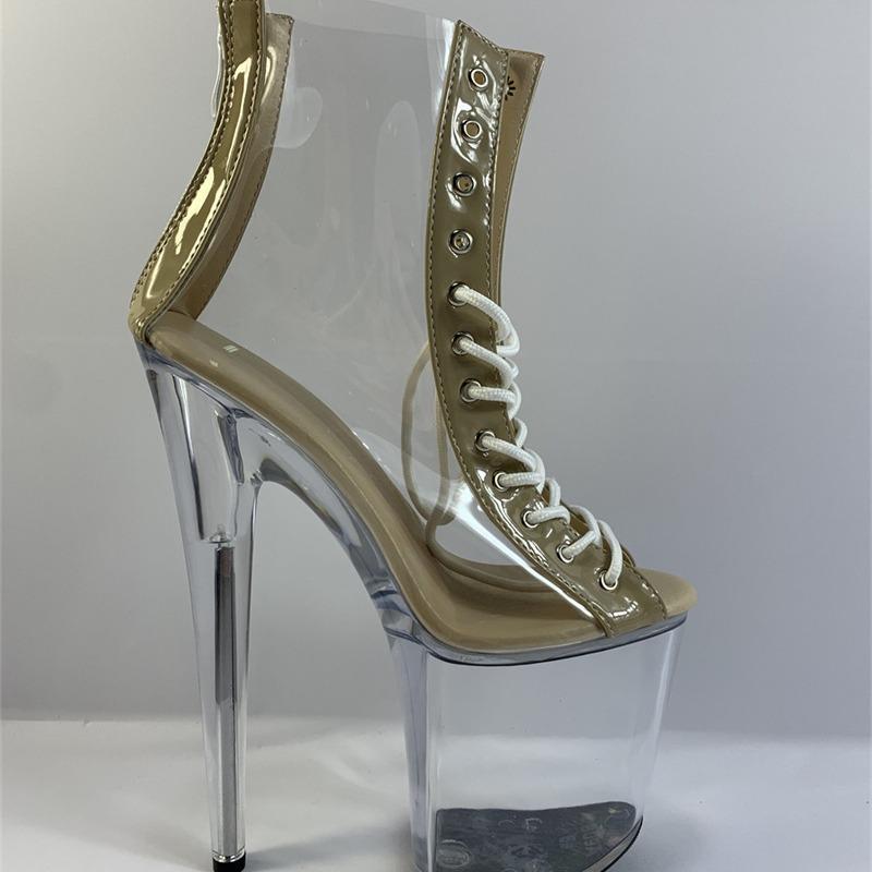 Summer New Yellow Fashion Short Knight Boots Transparent Bottom Women's Round Head Low Tube Waterproof Table Fashion Boots YKC