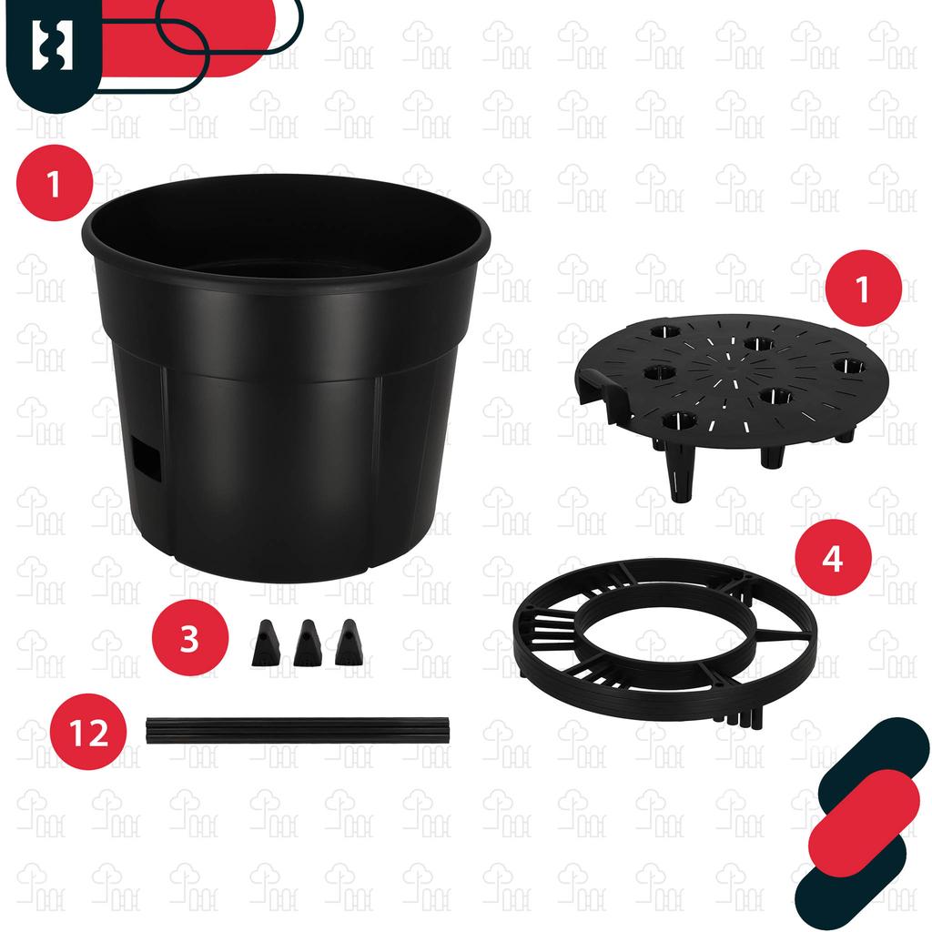 Pot For Growing Tomatoes With A Ladder For The Balcony, Black, 39 Cm, Set Of 3