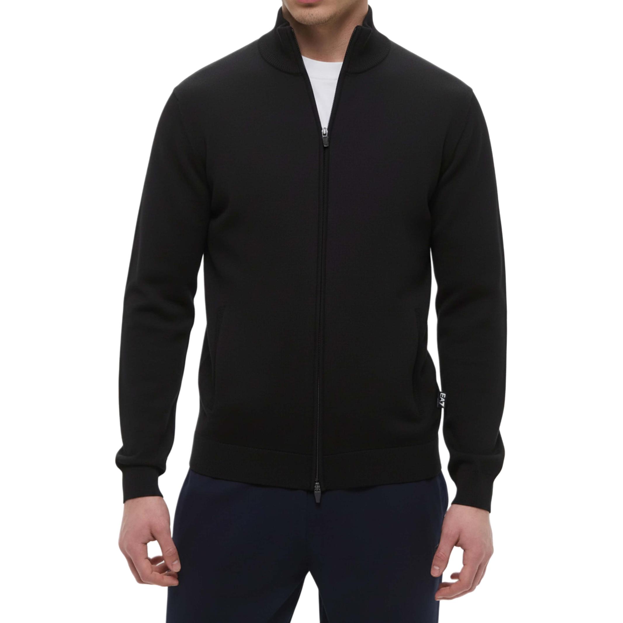 Emporio Armani EA7 Cotton Stand Collar Zip Long Sleeve Knit Sweater Men sweater 7M000542-AF19504-UC001 S