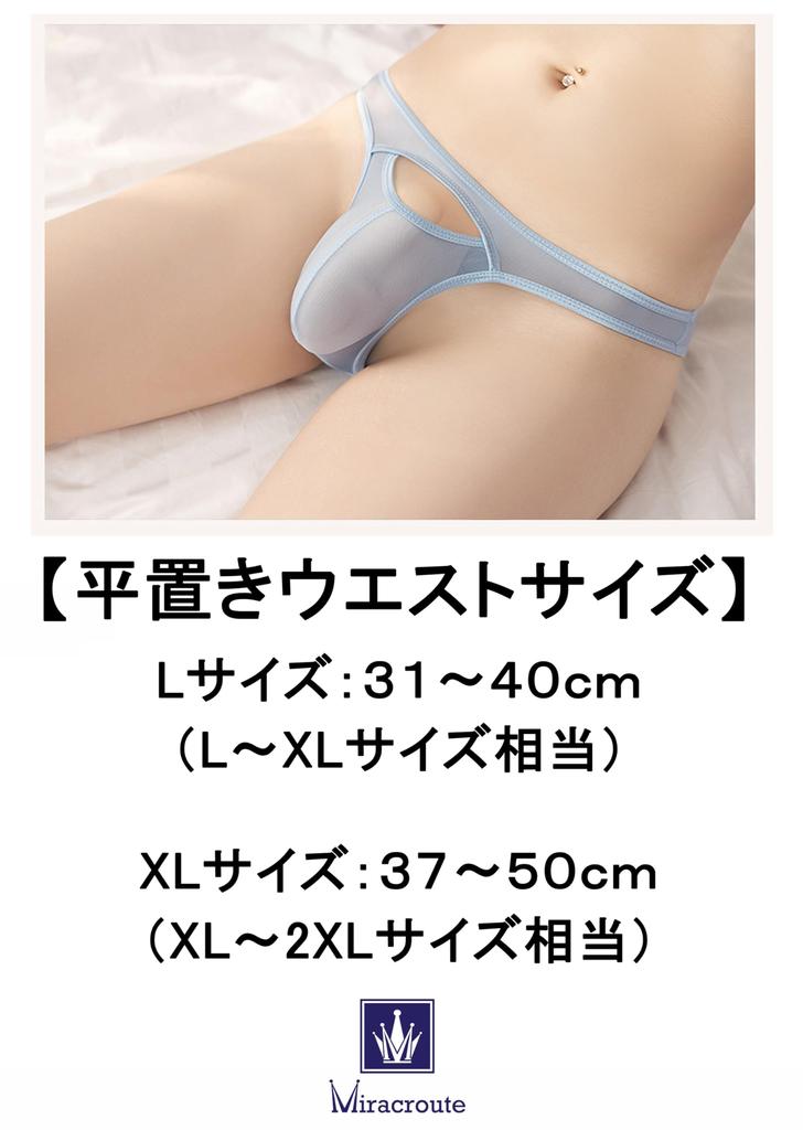 Perforated Play Underwear Front Open Cock Ring Panties Erotic Bikini Full Back Pants Strapon [Miracroute] Men's See-Through (XL, Pink)