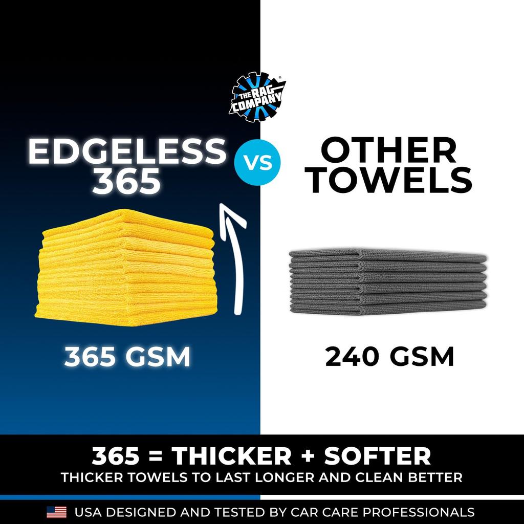 The Rag Company Edgeless 365 Towels, 40x40cm, Pack of 10, Car Wash, Detailing, Multi-Purpose, Gold