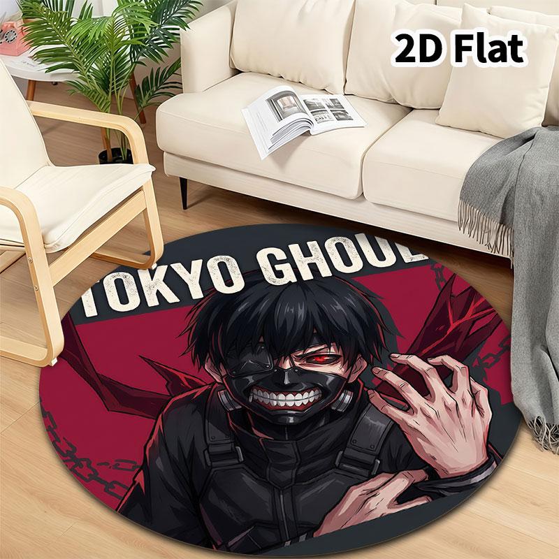 Tokyo Ghoul Runder Teppich Teppich für Wohnzimmer Schlafzimmer Sofa Spielzimmer Dekor Rutschfeste Bodenmatte
