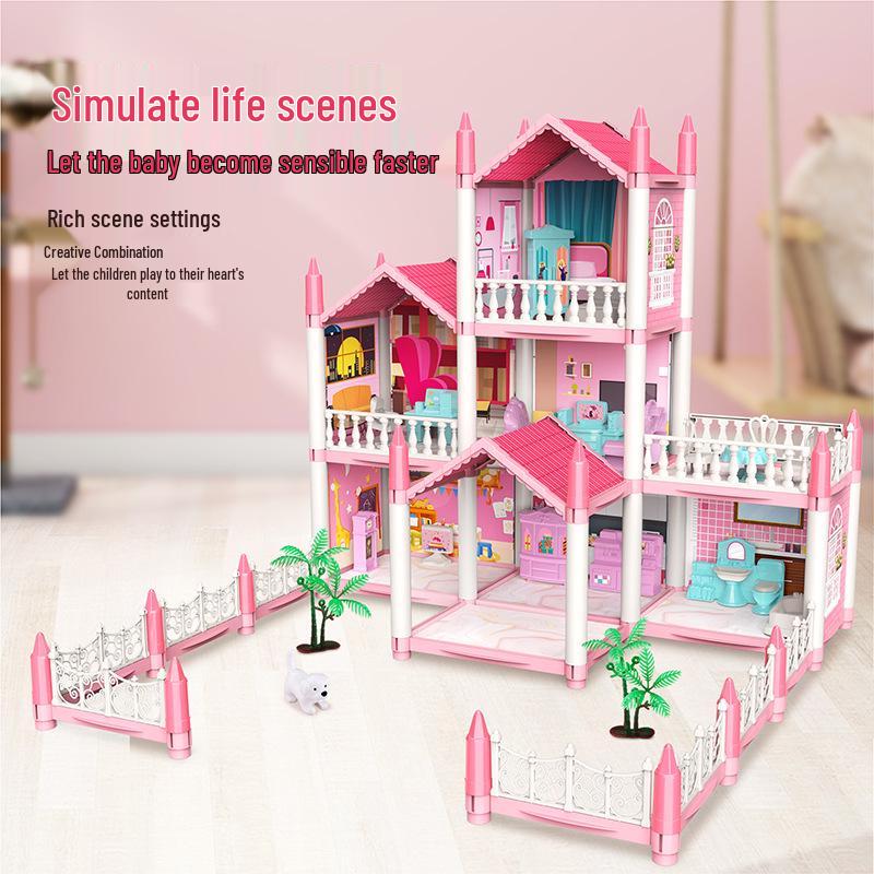 Işıklı Kendin Yap Prenses Şatosu Bebek Evi - Küçük Kızın Oyun Evi