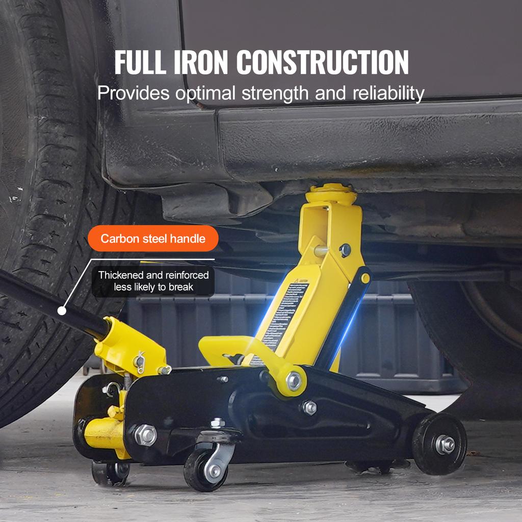 SucceBuy 1.5T Wagenheber Flachprofil Schwerlast Eisen Hydraulischer Rennwagenheber Hydraulischer Wagenheber mit Einzelkolben Schnellhubpumpe