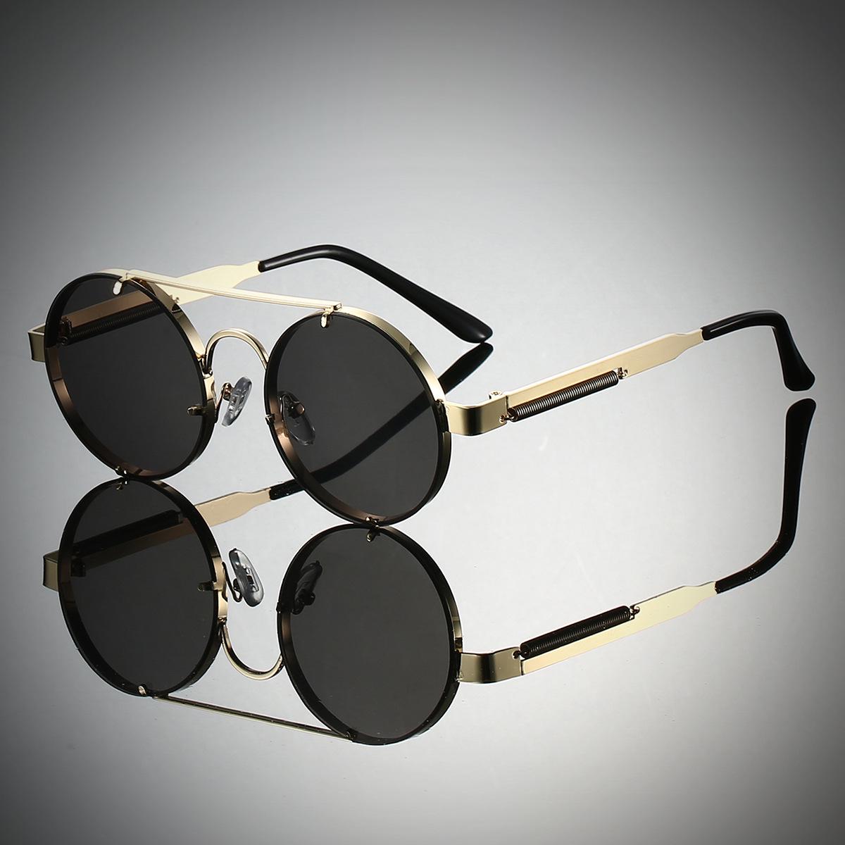 Steampunk Double Bridge Round Sunglasses: Retro Punk Style for Men  Women
