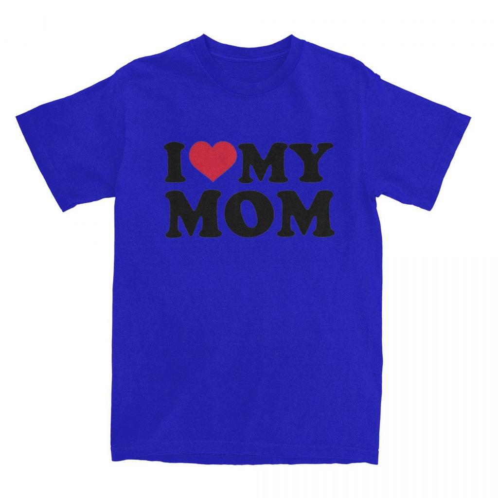 I Love My Mom T Shirt Apparel for Unisex Women Pure Cotton Vintage Gift for Mother Tee Shirt Short Sleeve Clothes Unique