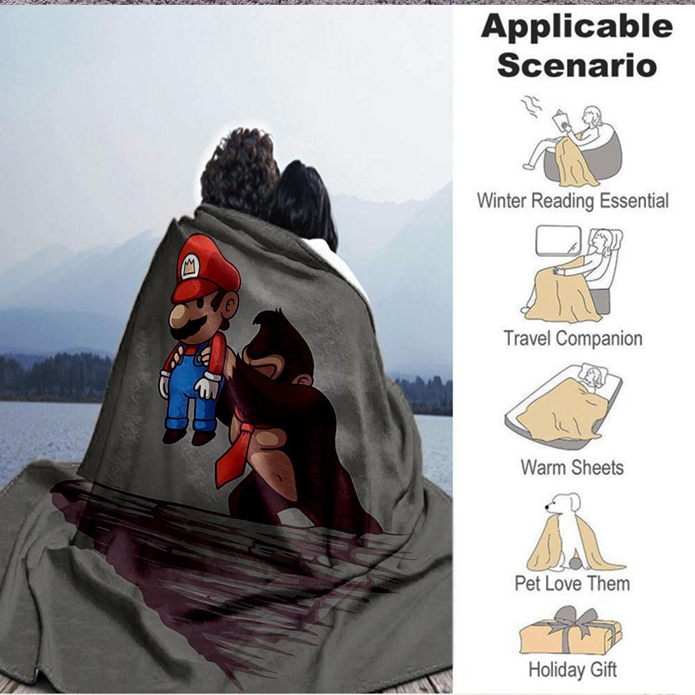 1 Stück Mario Dämon Flanell Decke, Weich Hautfreundlich mit Digitaldruck, Verschiedene Größen Verfügbar für Familie, Freunde, Geburtstag