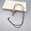 Retro Herren Damen Halskette mit schwarzem Seil Kreuz Anhänger Christlich Religiös Naturholz für Kinder Jungen Mädchen