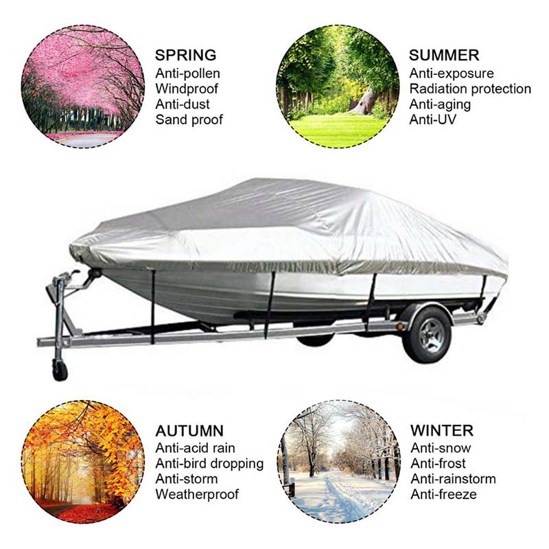 Boat Cover Yacht Outdoor Protection Waterproof Boat Cover Fabric Anti-smashing Tear Proof Silver Reflective 11-22FT