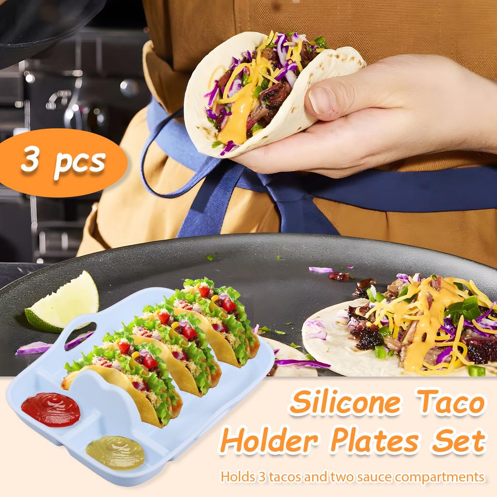 2/3 Pcs Silicone Taco Holder Mexican Food Stand Heat Resistant Reusable Taco Stand with Double Handle for Kitchen Accessories
