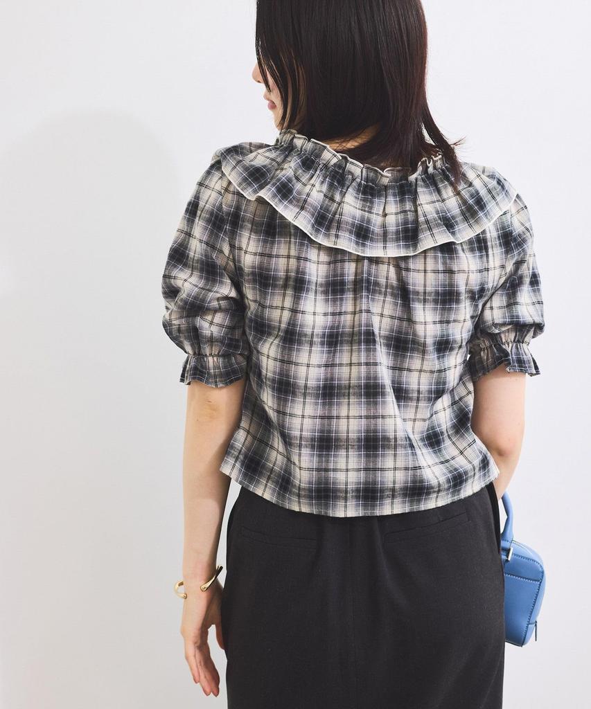 Blouse Frill Check Black [BIS] [2-Way] Blouse, Women's, (02)
