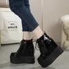 Fashion 14CM Super High Heels Platform Wedges Height Increasing Women Autumn Ankle Boots