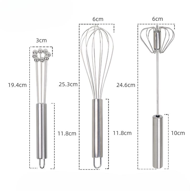 

Полуавтоматический венчик для яиц из нержавеющей стали, роторный миксер для крема и яиц, бытовой ручной венчик для взбивания яиц, инструмент для выпечки No. 487-3pcs
