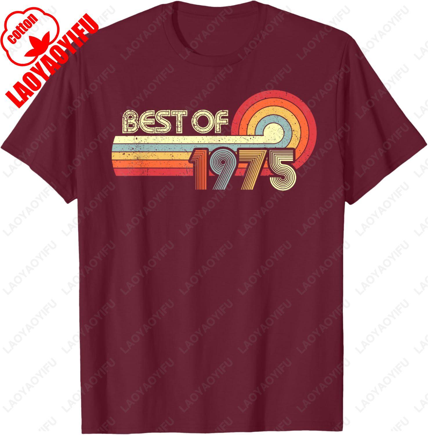 Vintage Best of 1975 45 Years Old 45th Birthday Gift TShirt Retro Funny Graphic T Shirts Summer Men Women Cotton Casual Tees 4XL