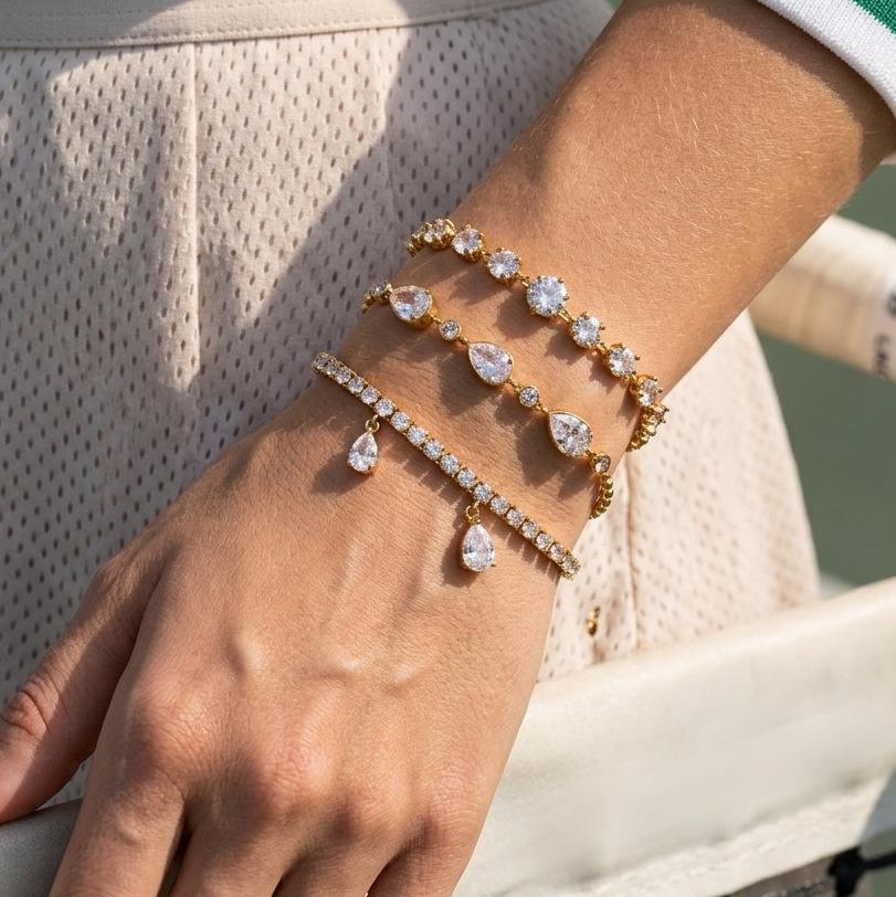 European American Non Fading Stainless Steel Charm Stackable Bracelet Zircon Trendy Women Light Luxury High End Anniversary