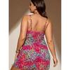 2024 New European and American Plus Size Sexy Split Tankini Leopard Print V-neck Sling One-piece Swimming