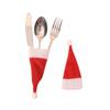 Mini Flannel Christmas Hat Cutlery & Wine Bottle Set Decoration
