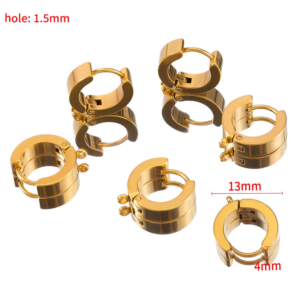 10pcs Stainless Steel Hoop Earring Hook Connector Women French Earrings Settings Men Punk Hiphop Bijoux Gifts DIY Jewelry Making